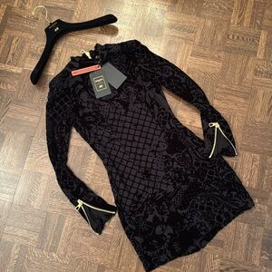 Balmain X H&M Black Silk & Velvet Dress size 4